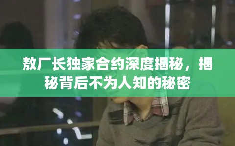 敖厂长独家合约深度揭秘,揭秘背后不为人知的秘密